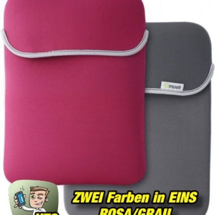 Muvit-Reversible-Neopren-Sleeve-für-Tablets-bis-102-Zoll-Rosa-Grau